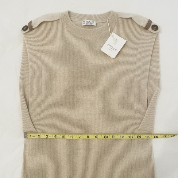 BRUNELLO CUCINELLI Cashmere English Rib Dress in Cool Beige Size Medium M - Picture 6 of 6